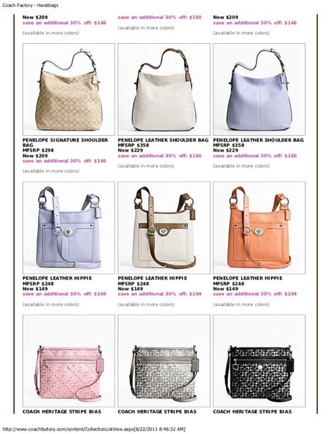 coach handbags price list